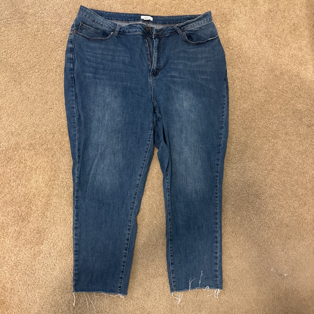 Women's Forever 21+ Blue Ankle Cropped Jeans Plus 18 Raw Hem